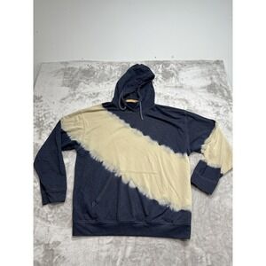 Emmer & Oat Hoodie Women's Size Large Blue Beige Pullover Drawstring Pocket EUC